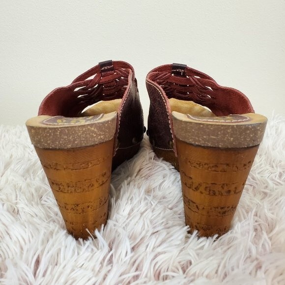 Sbicca Braided Leather Wedge Clog Sandals - Picture 4 of 10